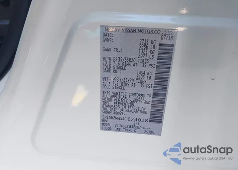 2018 Nissan Pathfinder Sl из США, поврежденный, VIN 5N1DR2MN5JC674018